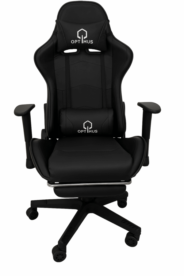 כיסא גיימינג OPTIMUS PULSE ELITE בצבע שחור עם הדום נשלף ומשענת מתכווננת